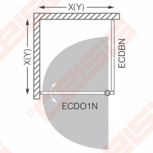 Šoninė dušo sienelė ROLTECHNIK EXCLUSIVE LINE ECDBN/800 blizgaus chromo (Brilliant) spalvos profilis + skaidrus (Transparent) stiklas