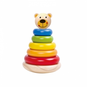 Spalvinga medinė piramidė - Meškiukas Toys for babies