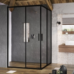 Stačiakampės dušo kabinos sienelė Ravak Blix Slim, BLSRV2K-100, juoda+stiklas Transparent Dušas sienas