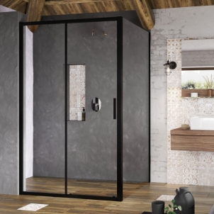 Stacionari sienelė Ravak Blix Slim, BLSPS-90 juoda+stiklas Transparent Shower wall