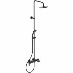 Stacionari vonios-dušo sistema Ideal Standard Cerafine O, su Ø200 galva ir rankiniu dušu, Silk Black matinė juoda Shower faucets