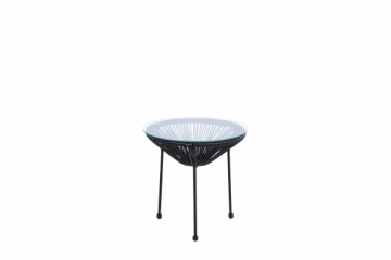 Stalas apvalus NOVELLY HOME 50x50, spalva: juoda, plienas+ sintetinis ratanas, grūdintas stiklas, SC-093TB Lauko stalai
