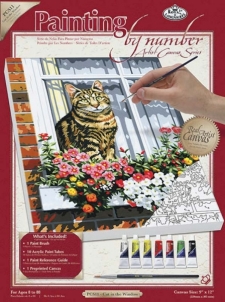 Piešimas pagal skaičius ROYAL BRUSH PCS11 Hobby Cat in the window Piešimo lentos, piešimo rinkiniai