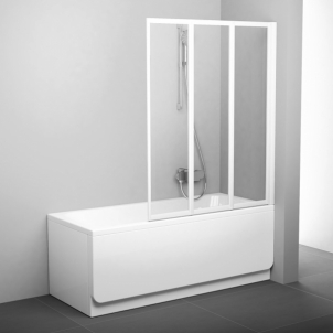 Sulankstoma vonios sienelė Ravak, VS3 100, balta+stiklas Transparent Dušo sienelės, durys