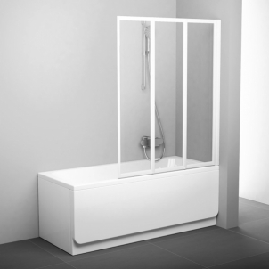 Sulankstoma vonios sienelė Ravak, VS3 115, balta+stiklas Transparent Dušo sienelės, durys