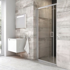 Sulenkiamos dušo durys Ravak Blix, BLDZ2-80 bright alu+Transparent Shower wall