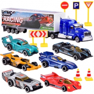 Sunkvežimis su metaliniais sportiniais automobiliais Žaislai berniukams