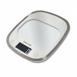 Svarstyklės Salter 1050 WHDR White Curve Glass Electronic Digital Kitchen Scales Ķermeņa un virtuves svari
