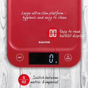 Svarstyklės Salter 1067 RDDRA Digital Kitchen Scale, 5kg Capacity red