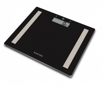 Svarstyklės Salter 9113 BK3R Compact Glass Analyser Bathroom Scales - Black Ķermeņa un virtuves svari