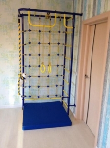 Švediška gimnastikos sienelė Pioner-8, mėlyna/geltona