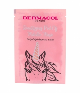 Šviesinanti face mask Dermacol Beautifying Peel-off Metallic 15ml Masks and serum for the face