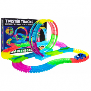 Tamsoje šviečianti trasa - Twister Tracks, 132 elementai Auto racing dziesmas bērniem