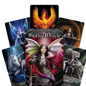 Taro kortos Oracle Kortų ir knygos rinkinys Anne Stokes Gothic Oracle Taro kārtis