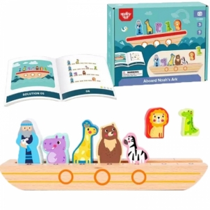 Tooky Toy medinė Nojaus arka su gyvūnais Attīstošās koka rotaļlietas