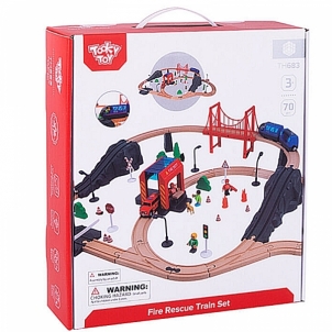 Tooky Toy medinis ugniagesių traukinukas