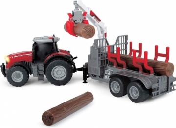 Traktorius Dickie Toys 203737003 Massey Ferguson with Friction Light, Sound and Trailer Battery 42 cm ТРАКТО