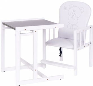 Transformuojama maitinimo kėdutė-stalas, 2in1, pilkai balta