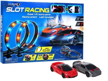 Trasa su šviesos kilpomis Car racing tracks for kids