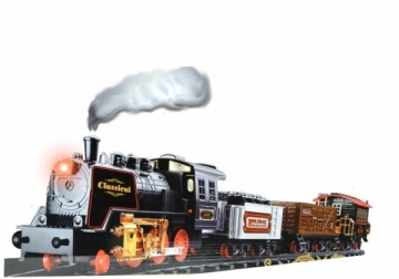 Traukinys skleidžiantis dūmus su bėgiais Classical Train