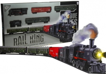 Traukinys skleidžiantis dūmus su bėgiais "Rail King"