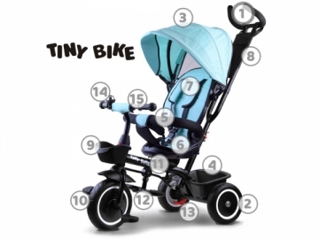 Triratukas su stogeliu "Tiny Bike 3in1", šviesiai mėlynas