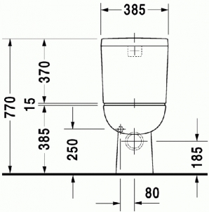 Tualete Duravit D-Code, horizontals, pajungimas šone