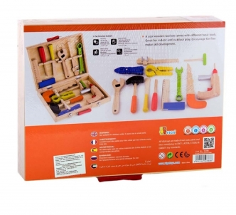 Vaikiškas medinis įrankių rinkinys su atsuktuvu lagamine | Viga Toys