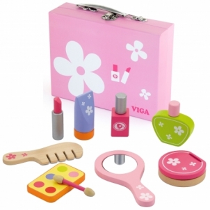 Vaikiškas medinis kosmetikos lagaminas su priedais | Viga 50531 Rotaļlietas meitenēm
