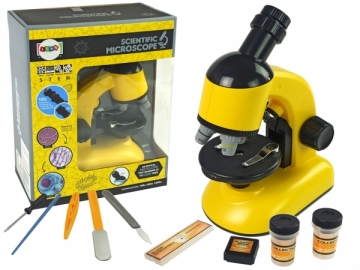 Vaikiškas mikroskopas su priedais, geltonas Izglītojošās rotaļlietas