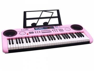 Vaikiškas pianinas su 61 klavišu ir mikrofonu, rožinis