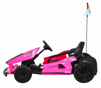 Vaikiškas vienvietis elektrinis kartingas - Speed 7 Drift King, rožinis