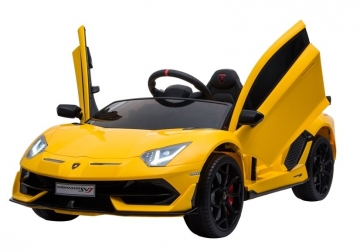Vaikiškas vienvietis elektromobilis "Lamborghini Aventador", geltonas
