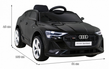 Vaikiškas vienvietis elektromobilis Audi E-Tron, juodas