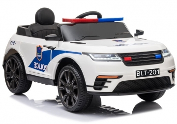 Vaikiškas vienvietis policijos elektromobilis "BLT-201", baltas 