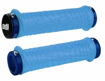 Vairo rankenėlės ODI Troy Lee Designs Signature MTB Lock-On Aqua w/ Blue Clamps Dviračių vairo sistema
