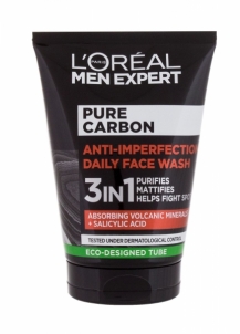 Veido valymo gelis L´Oréal Paris Men Expert Pure Carbon Anti-Imperfection 100ml 3in1 Facial cleansing