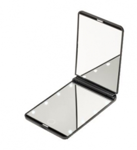Veidrodis Deveroux Cosmetic Pocket LED Black Mirror MR-L210 Kosmetiniai veidrodėliai