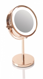 Veidrodis Rio-Beauty Double-sided cosmetic mirror (Rose Gold Mirror) Kitos burnos higienos prekės, komplektai