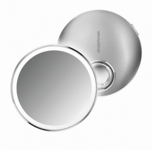 Veidrodis Simplehuman Pocket Rechargeable Cosmetic Mirror Sensor Compact with LED Lighting, 3x Magnification Kosmetiniai veidrodėliai