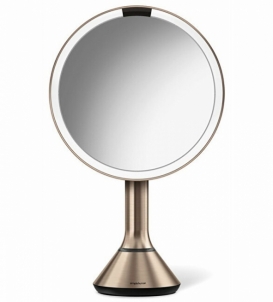 Veidrodis Simplehuman Rechargeable mirror with touch light intensity control Dual Light 20 cm Rose Gold stainless steel Kosmetiniai veidrodėliai