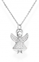 Vėrinys Amen Glittering silver necklace with zircons Angels A3BB (chain, pendant) Eksplozijas