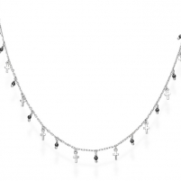 Vėrinys Amen Silver necklace with crystals and crosses Candy Charm CLMICRBN Grandinėlės
