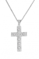 Vėrinys Amen Silver necklace with zircons Cross CCZBB (chain, pendant) Burst