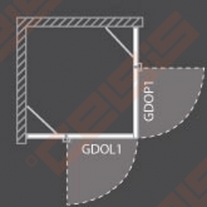 Vieno elemento varstomos dušo durys ROLTECHNIK ELEGANT LINE GDOP1/90 su brillant spalvos profiliu ir skaidriu stiklu (dešinė)