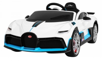 Vienvietis elektromobilis Bugatti Divo, baltas Bērnu elektromobīļi