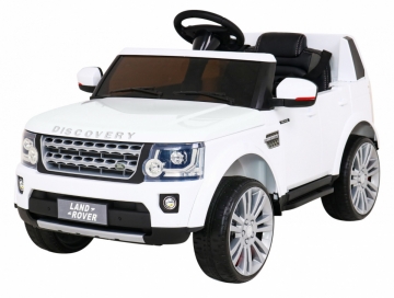 Vienvietis elektromobilis Land Rover Discovery, baltas Elektriniai automobiliai vaikams