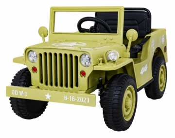 Vienvietis elektromobilis Retro Military, smėlio spalvos Cars for kids