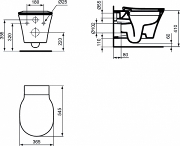 WC pakabinamas Ideal Standard Connect, Air Rimless, ar paslėptais tvirtinimais ir lėtai nusileidžiančiu vaks