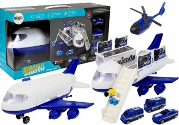 Žaislinis policijos lėktuvas su sraigtasparniu ir kitais priedais, 39 cm Lidmašīnas kids